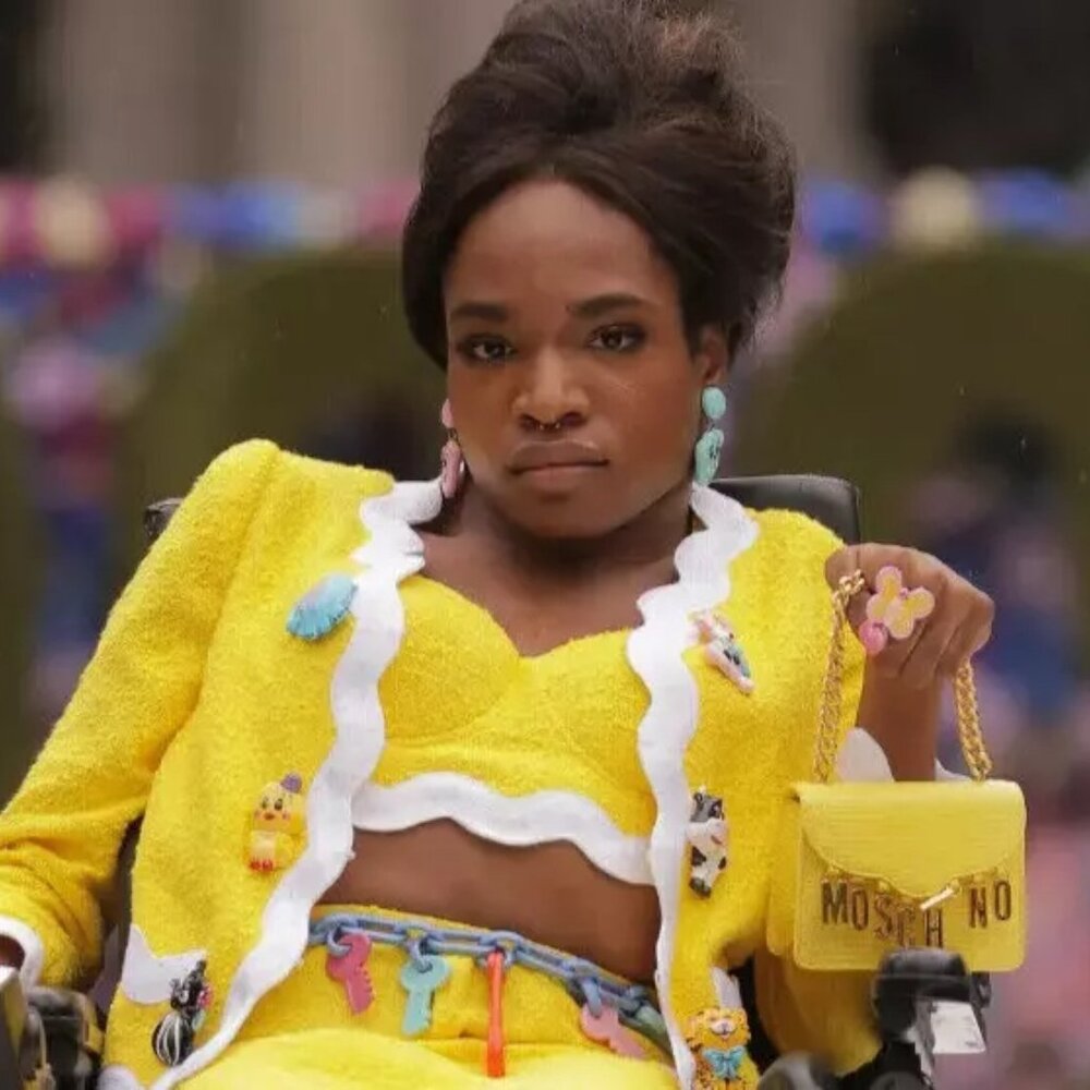 MOSCHINO COUTURE BUSTIER CROP TOP YELLOW RIC RAC FRENCH TERRY 2022 RUNWAY USA 4
